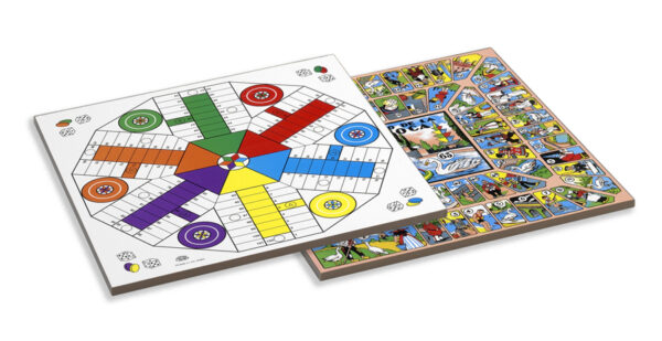 Juego del Parchis y de La Oca con Tablero de Madera Fichas y Dados