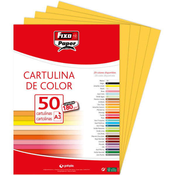 CARTULINA 180G.A3 AM.CANAR PAQ.50u-0