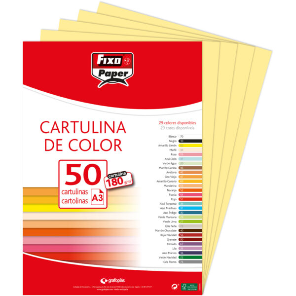 CARTULINA 180G.A3 AM.LIMON PAQ.50u-0