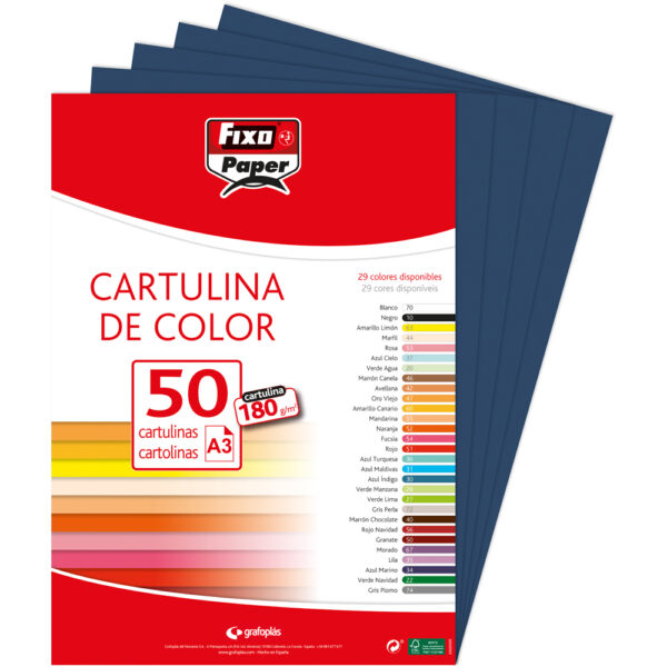 CARTULINA 180G.A3 AZ.MARINO PAQ.50u-0