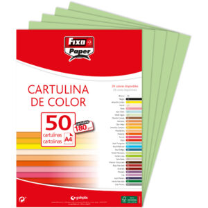 CARTULINA 180g A4 VERDE MANZANA PAQ.50u-0